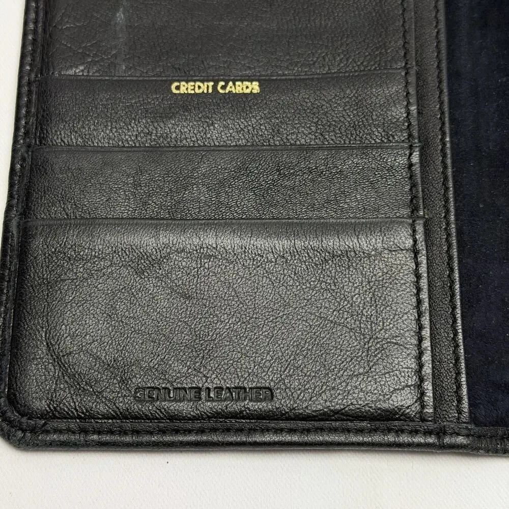 Winn International Lamb Leather Passport Travel Wallet Boarding Pass Black